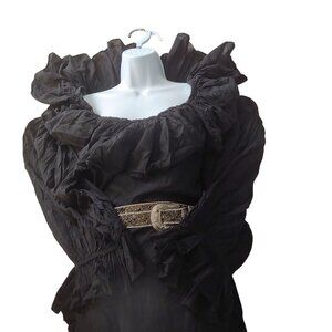 Pirate Boho Ruffle Steampunk grunge Rocker Witchy Fairy Goth Phool Poet Top S